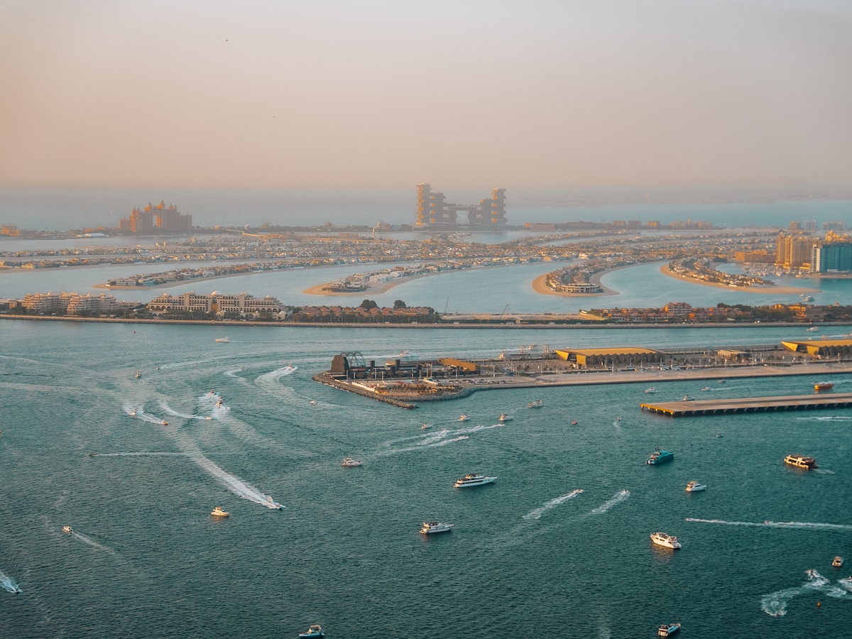 Palm Jumeirah aerial view in Dubai