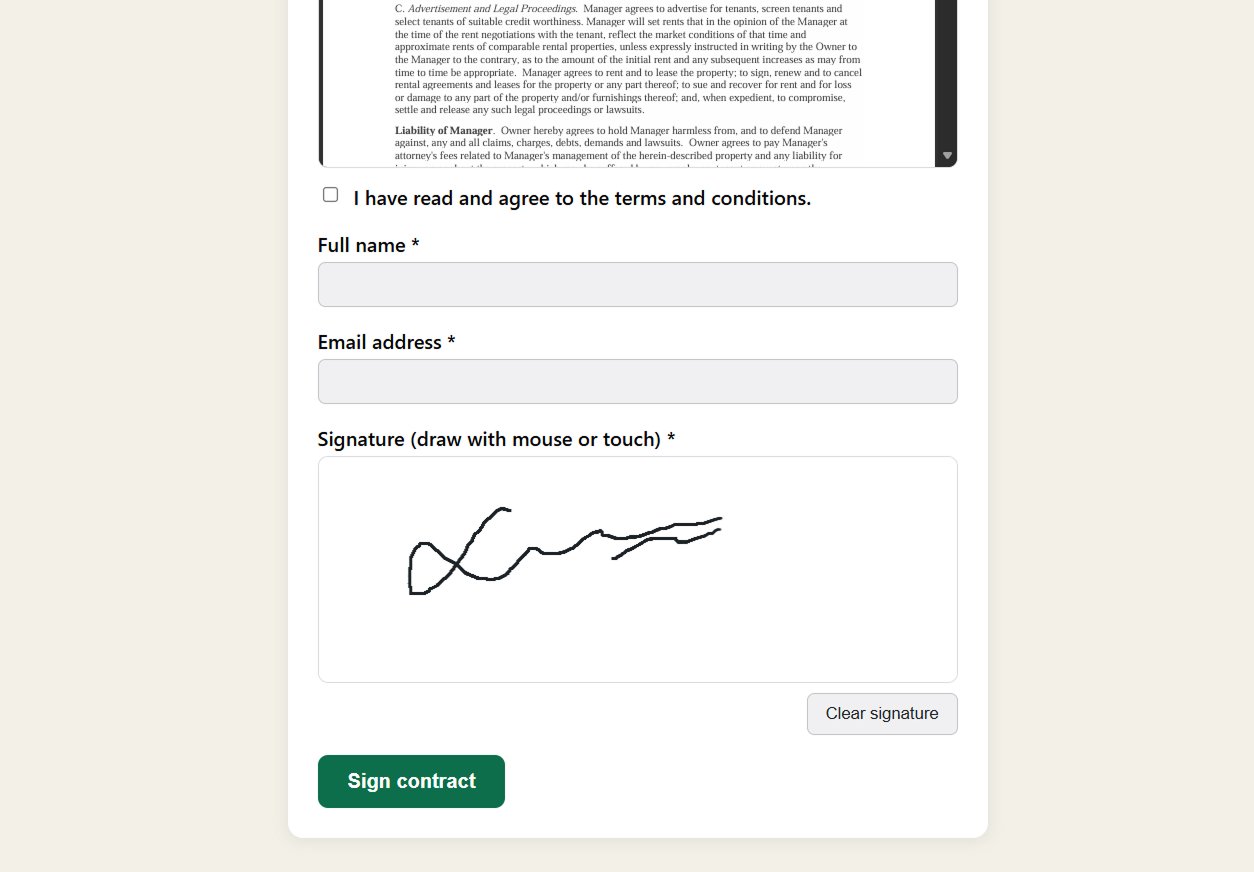 Electronic contract signing in GrowProp